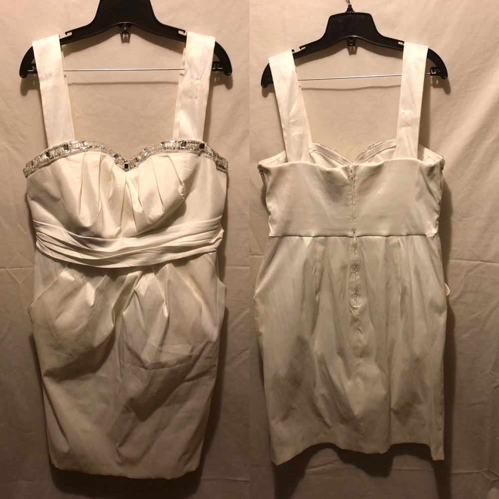 White thick strap dress w/ rhinestone detail